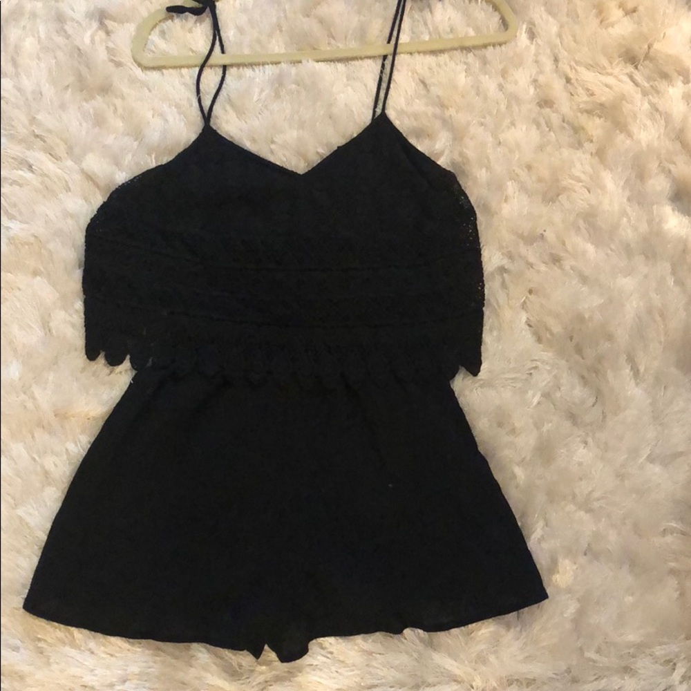 Top Shop Black Embroidered Romper
